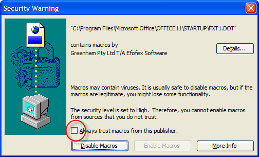 Enabling macros
